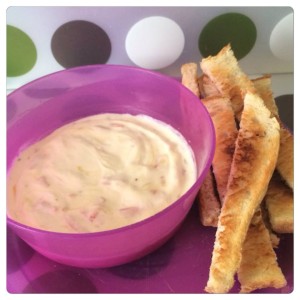 Warmy Cheesy Dip with Bread Stick